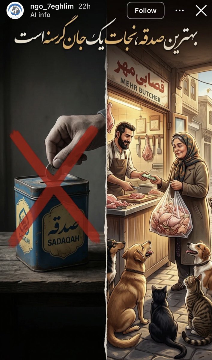 IranianPlateau's tweet photo. این روزها شاهد یک تناقض عجیب و به‌شدت آسیب‌زا هستیم. کسانی که با نام «مهربانی»، کمپین‌های «نه به صدقه» راه می‌اندازند و با ژستی روشنفکرانه، مردم را تشویق می‌کنند به قصابی‌ها بروند، لاشه حیوانات دیگر را بخرند و در طبیعت رها کنند تا سگ‌های ولگرد تغذیه شوند. https://t.co/Z44NcdaWkj