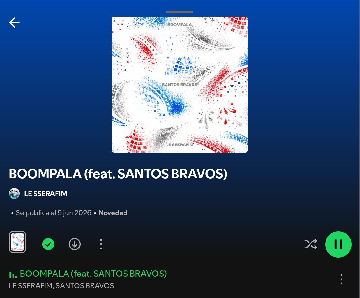 streamstbv's tweet photo. 🎶| DUAL ya está disponible BOOMPALA (feat. SANTOS BRAVOS)
Escúchala ahora!! 
Adjunta una ss de tu reproduccion y cuentanos, ¿Que te parecio?
🔗: https://t.co/G7vNWe5JNJ

#SANTOSBRAVOSxLESSERAFIM
#BOOMPALA https://t.co/ZHizCpr7pO