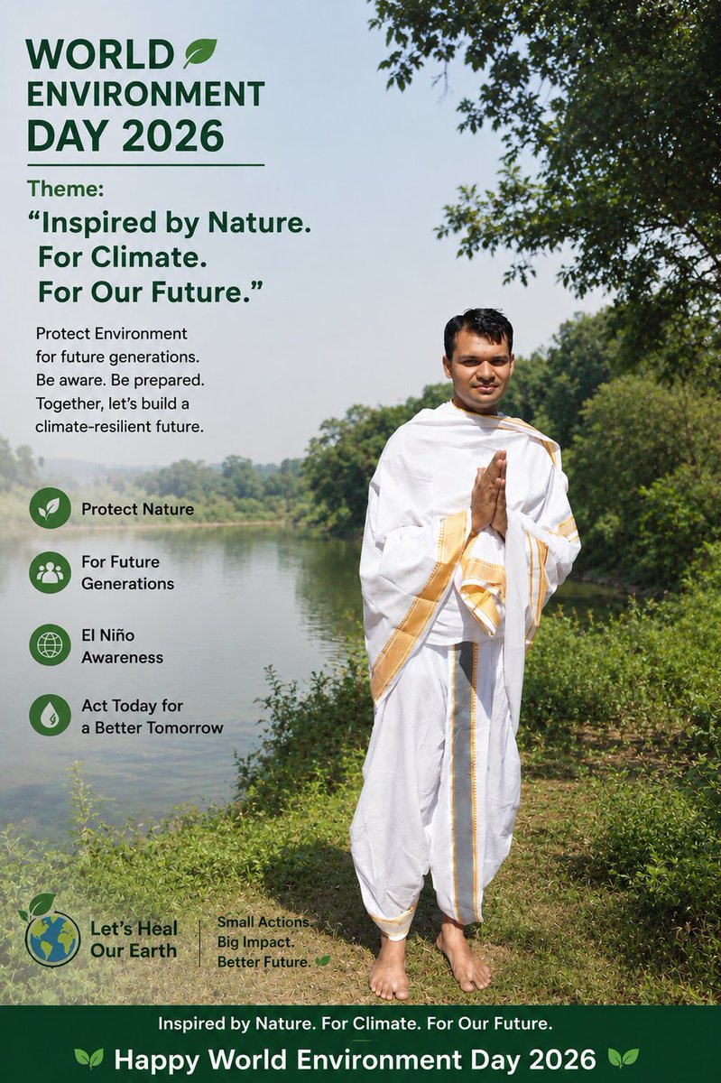 rabindra_pradh's tweet photo. Nature gives us everything. It's time we give something back.Pledge on World Environment Day 2026🌿🌍
#WorldEnvironmentDay2026 #InspiredByNature #ClimateAction #ElNinoAwareness #ProtectEnvironment #FutureGenerations #SaveEarth https://t.co/VFtT2lUjqr