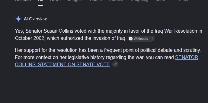 JSokaza's tweet photo. Sen. Susan Collins (R-ME) Celebrates 10,000 Consecutive Votes https://t.co/eWDRDhXNq1 via @YouTube https://t.co/DeRugrv1vo