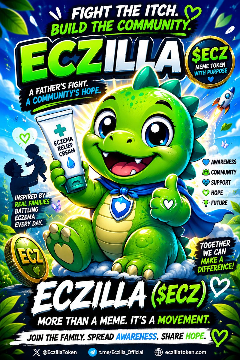 eczillatoken's tweet photo. π¦ ECZILLA ($ECZ) IS LIVE
Born from a father's fight against eczema.
For every child battling the itch. For every parent searching for hope.
π Awareness π Community π Hope
Join the movement.
#ECZILLA #ECZ #MemeCoin #EczemaAwareness #PumpFun https://t.co/gK4RmIdzTY