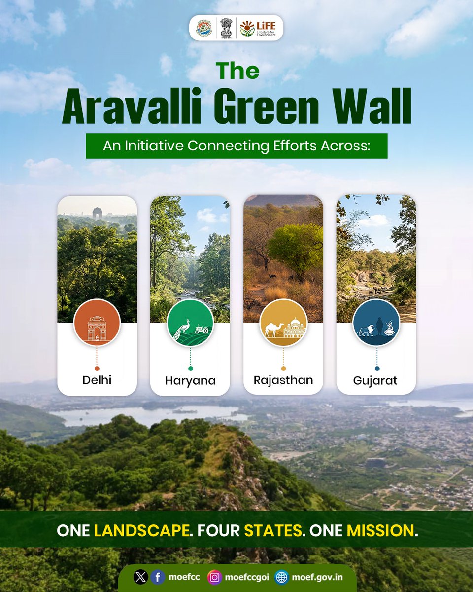 DDIndialive's tweet photo. The #Aravallis connect landscapes, ecosystems, and communities across four states. Protecting them requires collective action that goes beyond boundaries.

Together, we can help restore one of India's most important ecological corridors for future generations.

#NowForClimate #WorldEnvironmentDay