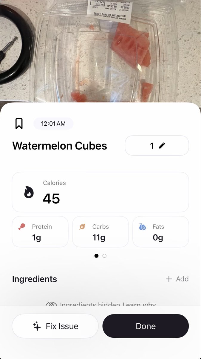 MarkInCAD's tweet photo. I just found this app that can track calories perfectly without a bar code or anything. This shit is insane bro https://t.co/i0yKXzf3rd