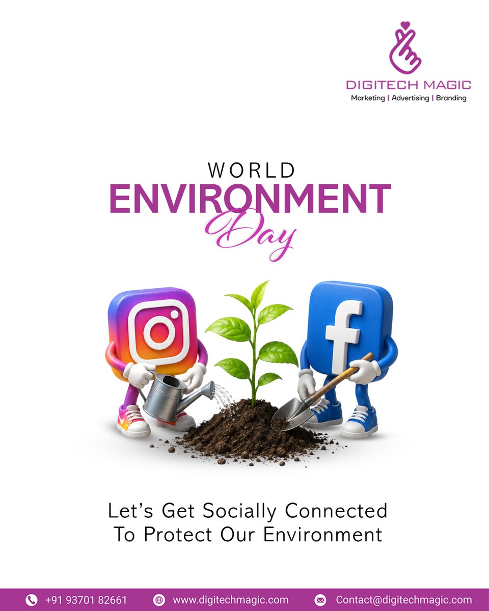 DigitechMagic's tweet photo. 🌍 World Environment Day 🌱

♻️ Connect. Care. Conserve.

Together, let's protect our environment for generations to come.
.
.
#WorldEnvironmentDay #SaveEnvironment #GoGreen #DigitalForGood #SocialMediaImpact #DigitechMagic https://t.co/kpahPjDZKo