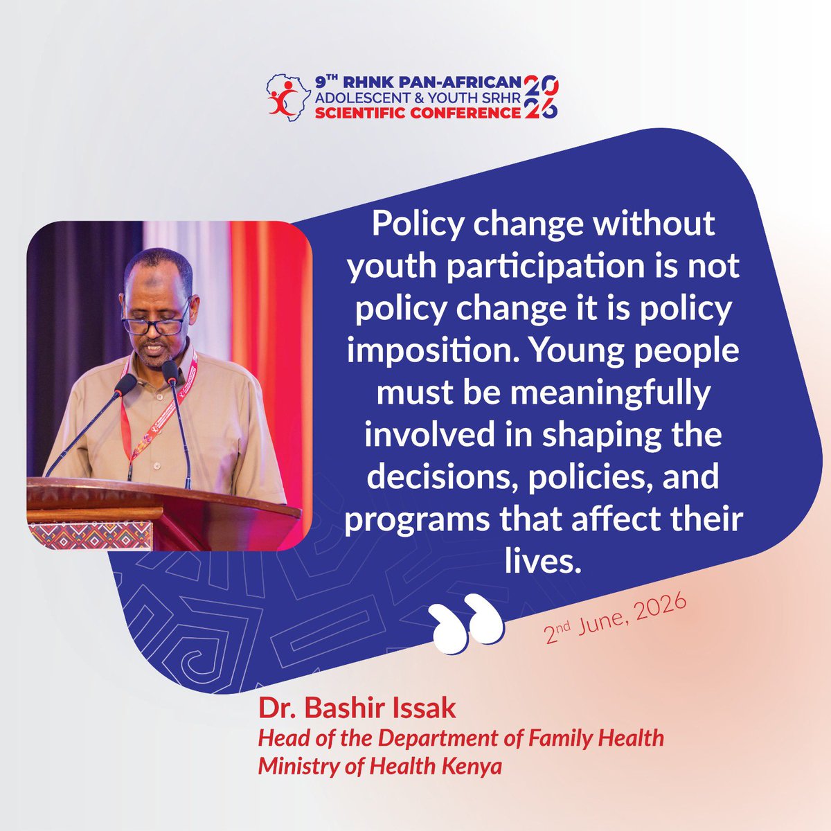 rhnkorg's tweet photo. Throughout the 9th RHNK Pan-African Adolescent & Youth SRHR Scientific Conference 2026, speakers, advocates, youth,researchers and leaders from across Africa shared insights, experiences and calls to action that continue to shape the conversation on adolescent and youth sexual and reproductive health and rights.

Take a moment to reflect on these insights and tell us: which quote resonates most with you, and why?

#RHNKPanAfricanConference2026