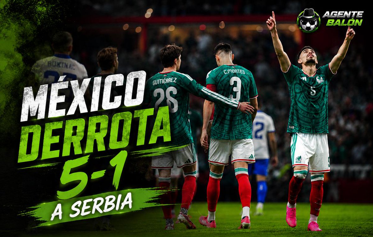 Agente_Balon's tweet photo. Con goles de Johan Vázquez, Luis Chávez, Raúl Jiménez y 2 autogoles, la selección Mexicana derrotó a Serbia 5-1⚽ 
¿Qué opinan del desempeño del equipo mexicano?
Los leemos
*Agente Blue https://t.co/W8RjJ9upO4