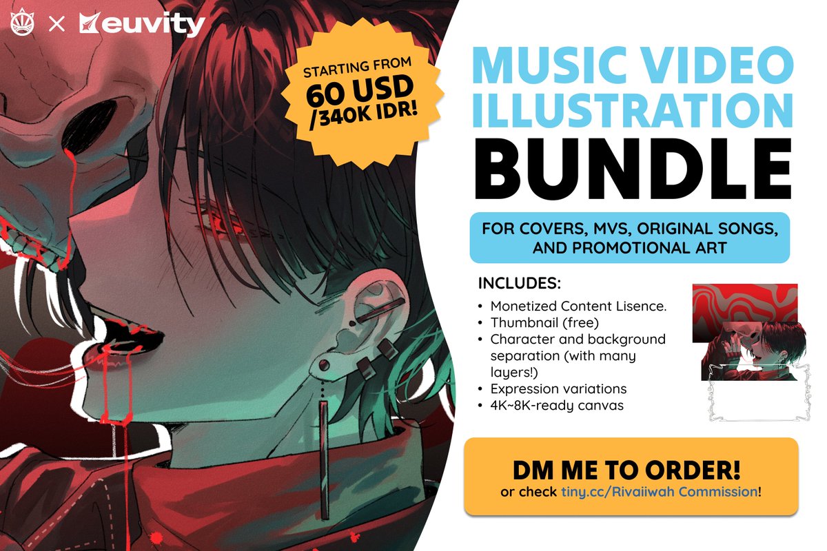 rivaiiwah's tweet photo. Halooo para vtuber/utaite/singer-tachi!! Happy to hear #UtaindoRelay balik lagi!! Jujur aku gak sabaran liat coveran keren para singer di negeri tercinta ini ><

Aku buka jasa MV/Cover Song Illustration untuk local comm starting from 340k!!

Tertarik? Cek https://t.co/dMmHyarbhi https://t.co/jndr8bmElF