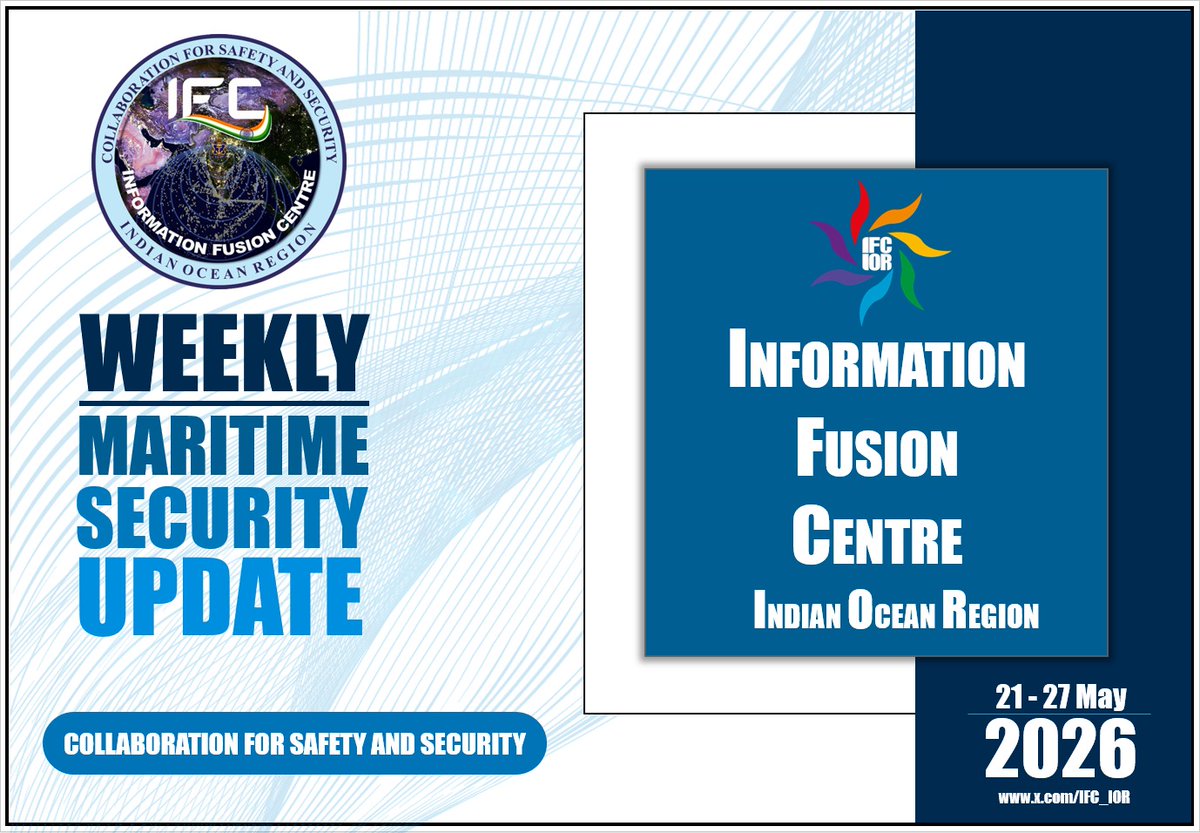 IFC_IOR's tweet photo. Weekly Maritime Security Update #WMSU for 28 May - 03 Jun 2026 published.

Access at: https://t.co/JZNDTAB1L3

@indiannavy https://t.co/NY8dDuMmTW