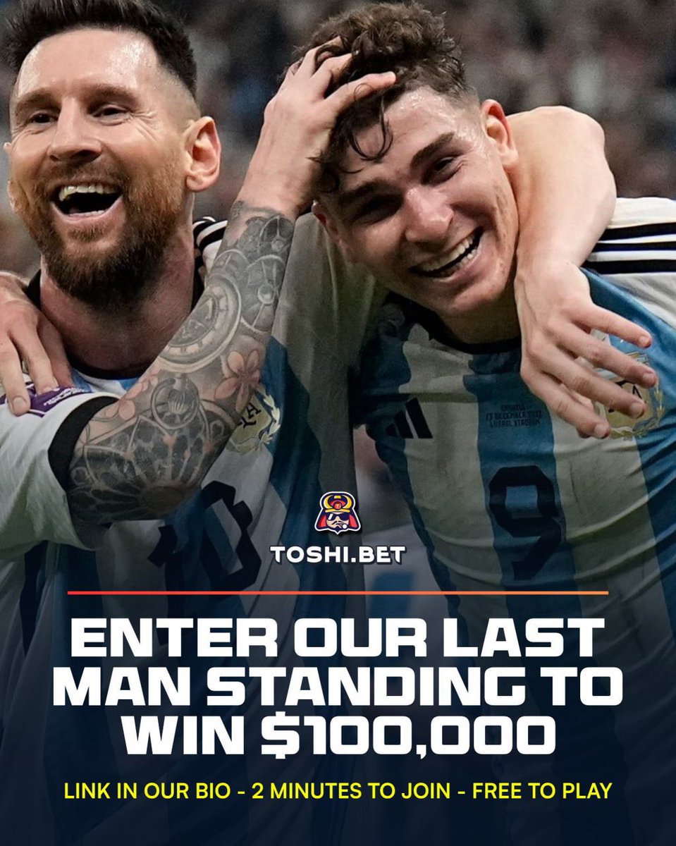 wyoace's tweet photo. ONLY 10 DAYS TILL THE WORLD CUP - HAVE YOU JOINED @ToshiBet LAST MAN STANDING?

$15,000 was won amongst players during their Premier League Last Man Standing. Now, $100,000 is up for grabs this World Cup! https://t.co/nB3wKrURBh