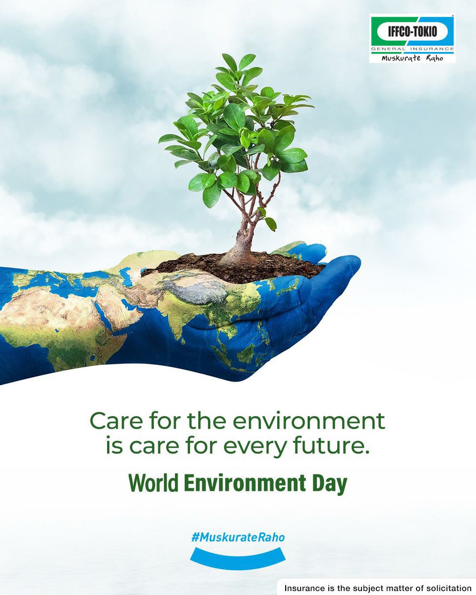 IFFCO__TOKIO's tweet photo. A greener planet paves the way for healthier communities and a brighter future. This World Environment Day, let's reaffirm our commitment to making responsible choices that contribute to a more sustainable tomorrow.

IFFCO-TOKIO wishes everyone a Happy World Environment Day! 

#IFFCOTOKIO #MuskurateRaho #WorldEnvironmentDay #GoGreen #Sustainability #EnvironmentDay #GreenFuture