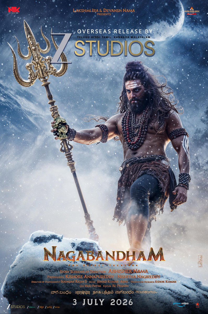 pro_sabari's tweet photo. #Nagabandham arrives worldwide with overseas distribution by @ZeeStudios_ ❤️‍🔥

✨ Premiere shows on 2nd July in the North America &amp; UK 🇺🇸

In cinemas globally from 3rd July 2026

#AbhishekNama #KishoreAnnapureddy @Nishithareddy85 @nikstudiosindia @AbhishekPicture
@ViratKarrna https://t.co/cJOeEiLEDd
