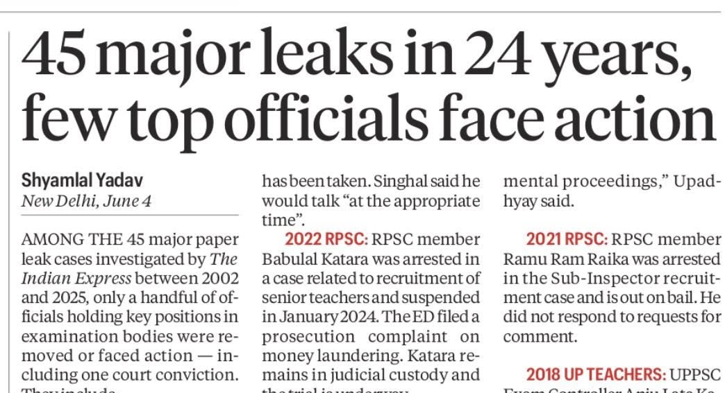 RTIExpress's tweet photo. Amid frequent paper-leaks, read our investigation and watch video that what happened to big cases of last 24 years, how many arrested, how many charge-sheeted, how many convicted, who are in jail who are acquitted. Links of video and stories in comment box:
@mazoomdaar @saurabhtop