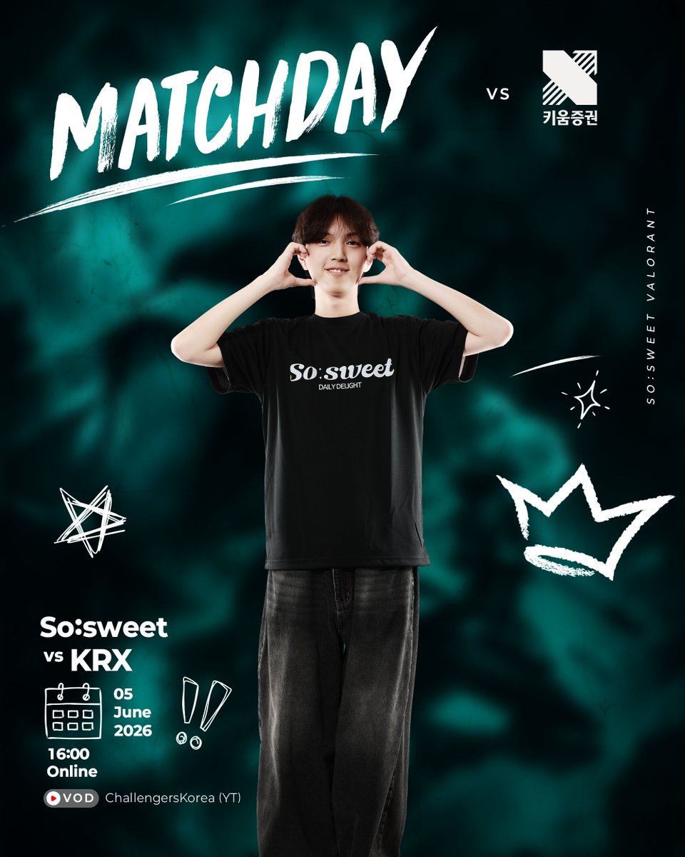Sosweet_vlrt's tweet photo. [MATCH ANNOUNCEMENT] #VALORNAT

2026 WDG VCK Split 2: Main Stage 
vs. @DRX_VALORANT 

📆 2026.06.05 16:00 KST
🎥 Non-Broadcast

#SWTWIN #WDG #VCK #VALORANT https://t.co/Iw7Fkd543s