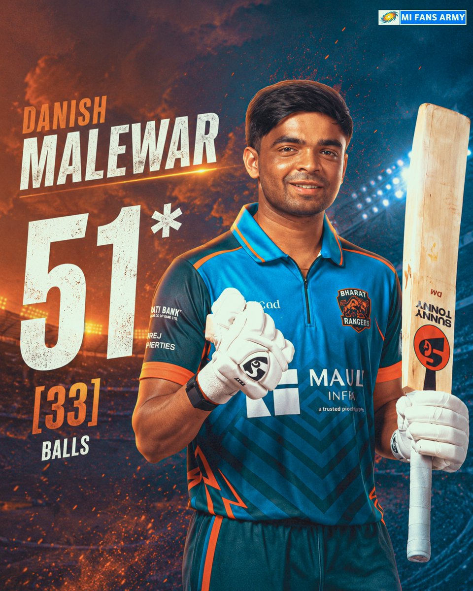 MIFansArmy's tweet photo. Danish Malewar scored a fiery half century in Vidarbha Premier League. https://t.co/PmwcVATt7z