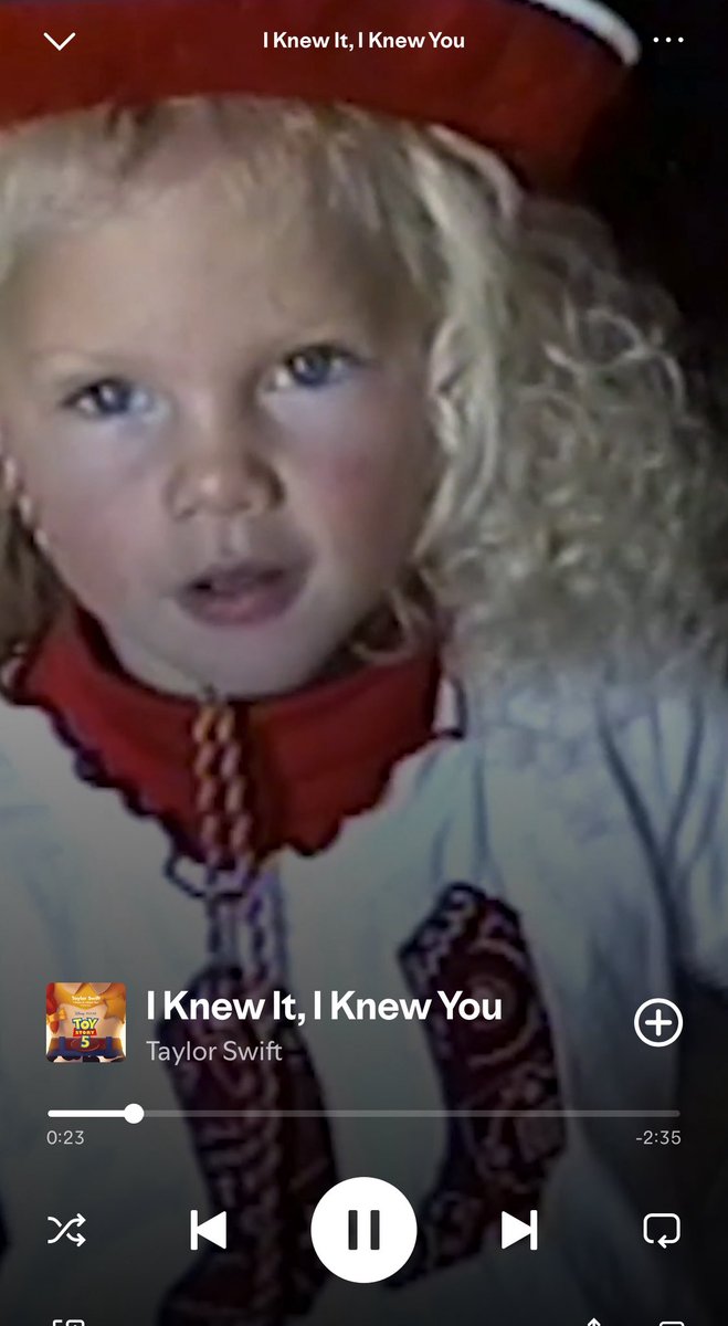 GetawayClau's tweet photo. @taylornation13 @Pixar @toystory @taylorswift13 I think baby Taylor overtook Jessie as the cutest cowgirl ever 🥹☁️ 

#IKnewItIKnewYou https://t.co/SsVfzsQajH