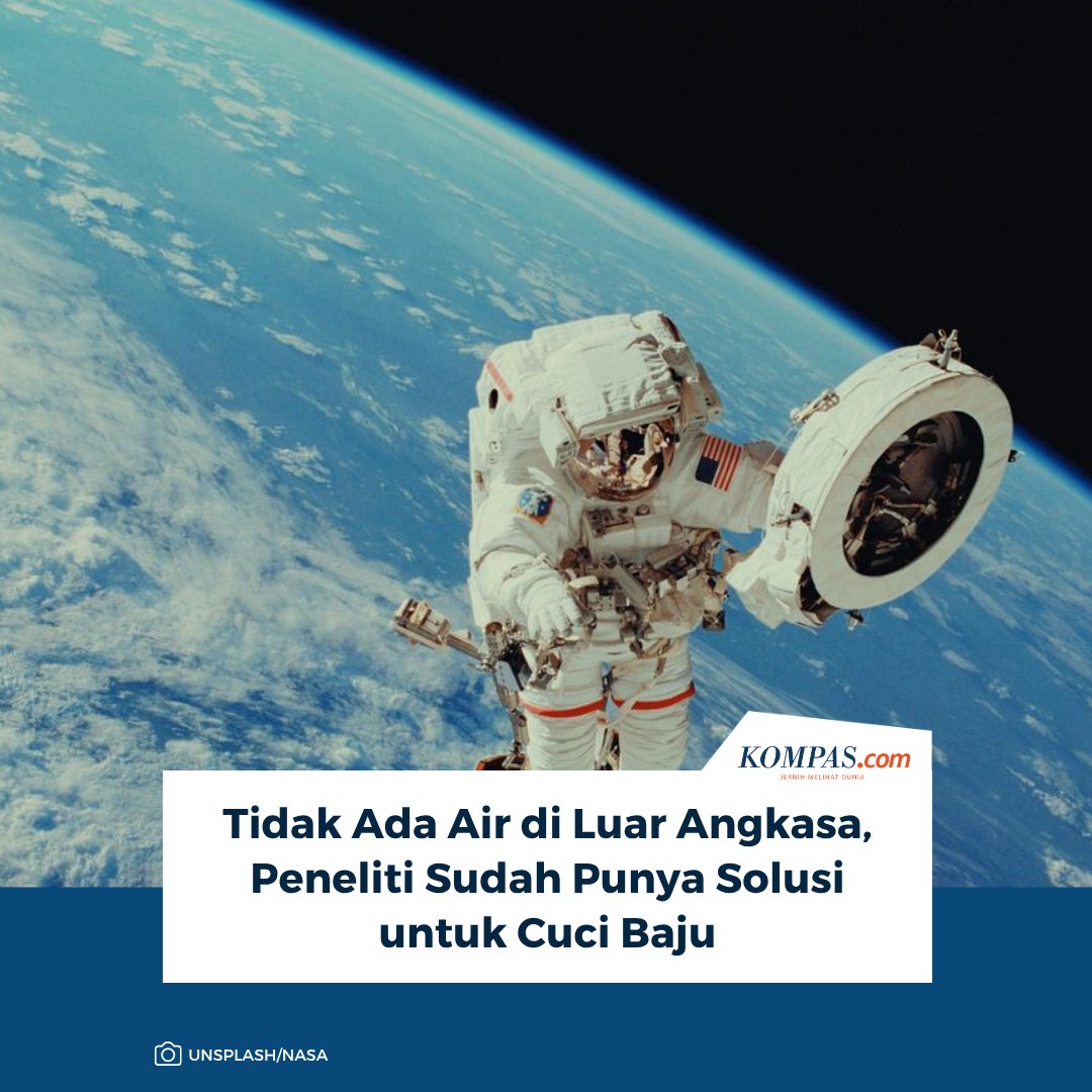 KompasTekno's tweet photo. Baca di sini: https://t.co/AfphezoEeG 
 
Sejumlah ilmuwan mengembangkan teknologi untuk "mencuci" pakaian astronot di luar angkasa tanpa menggunakan air. Teknologi ini dikembangkan oleh tim peneliti dari University of Alabama bersama pakar mikrobiologi NASA.

~KR #NASA #Astronot https://t.co/bVVGbg6DI0