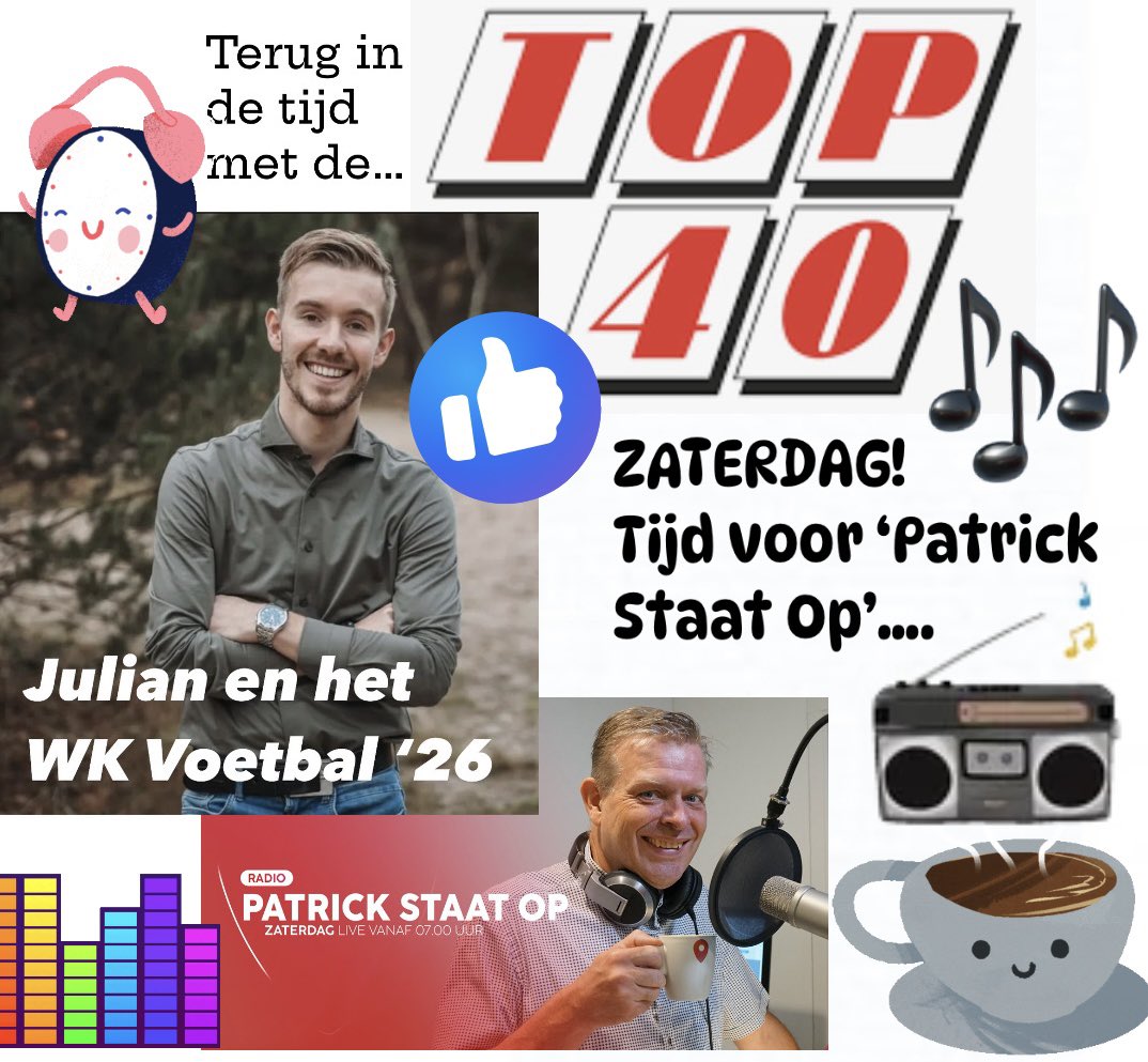 PatrickStaatOp's tweet photo. Het WK Voetbal 2026 staat voor de deur en in Patrick Staat Op gaat Julian je de komende weken volledig op de hoogte houden. Verder lekkere muziek, terug in de tijd met de TOP40 en Johan Vlemmix… Dus, tot morgen!
🔴🔵📻 https://t.co/wBEUqsKDs0