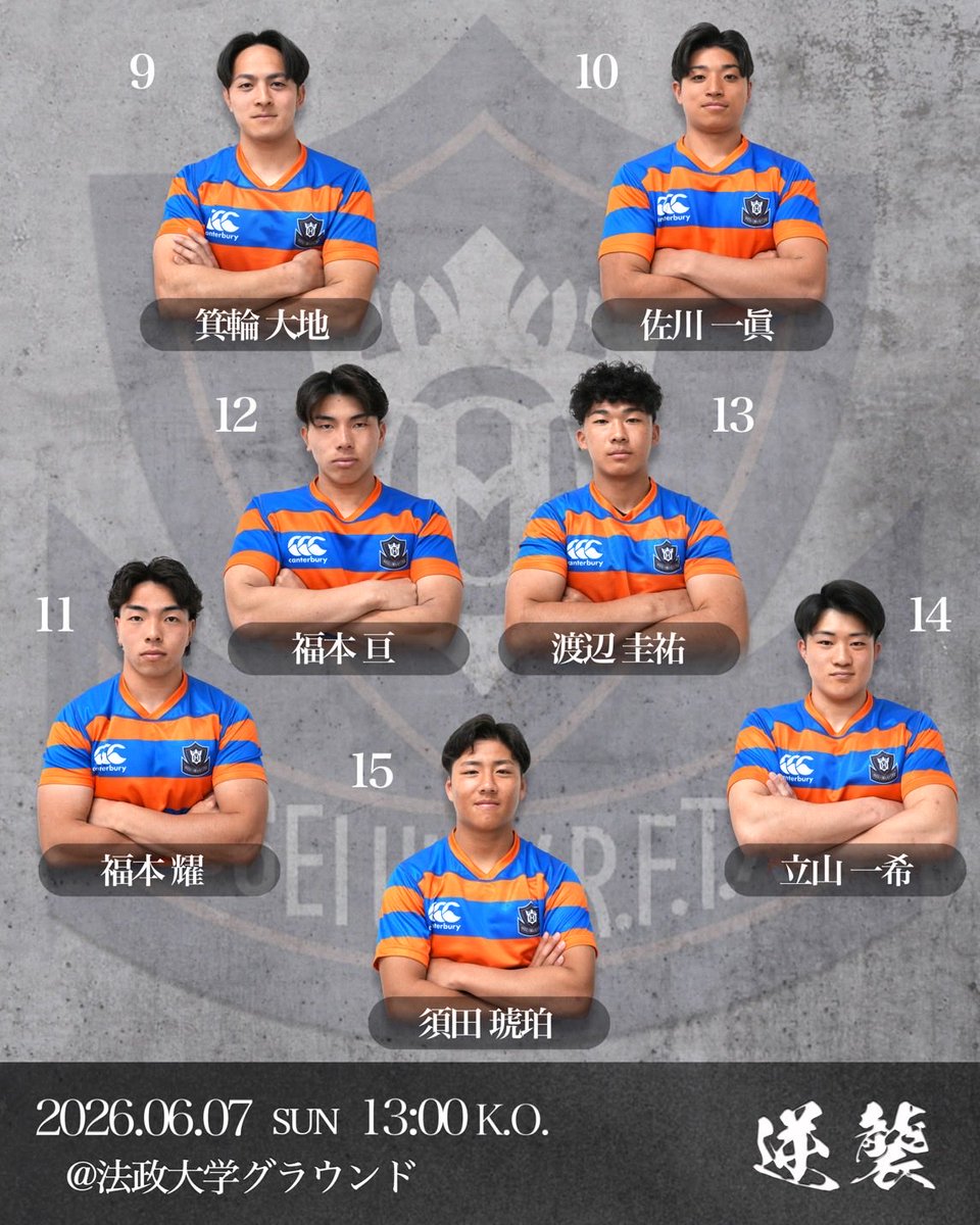 メンバー発表】 6月7日(日) 第15回関東大学春季交流大会 vs 流通経済