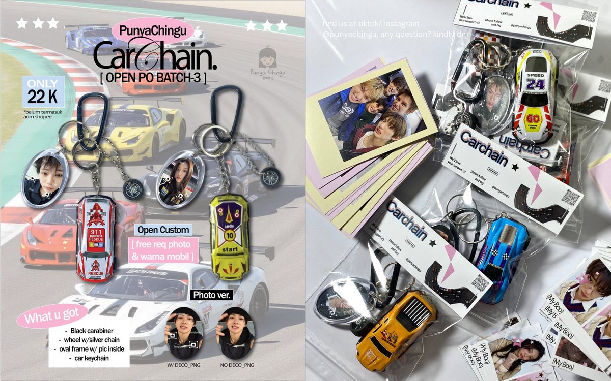 punyachingu's tweet photo. (↻/♡ appreciated) 
OPEN PRE-ORDER Carchain 🏎️𖦹 ׂ 𓈒 🏁 

🏎️ IDR 22K (DP 15K)
🗓️ now - 20 Juni 2026 
🌏 WW GO Please DM

order &amp; more details on form ⭑.ᐟ
🛞 https://t.co/m7SmGoanye

💌 any questions? kindly DM!
#wts keychain carabiner https://t.co/2qvAKUTPf6