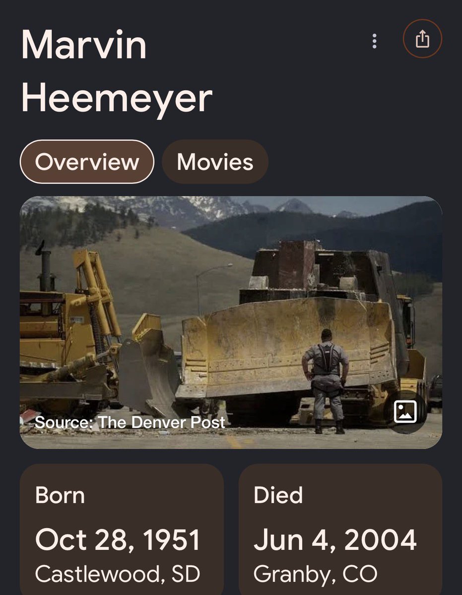 TalkWithSally's tweet photo. I almost forgot today was killdozer day. 

Just a friendly reminder v that our government has west too much power. 

RIP Marvin Heemeyer https://t.co/SD5MunKYAo