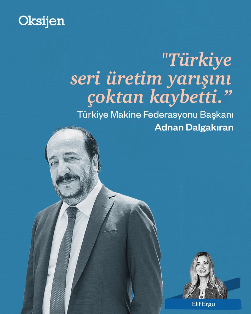 GazeteOksijen's tweet photo. "Türkiye seri üretim yarışını çoktan kaybetti.”
Türkiye Makine Federasyonu Başkanı Adnan Dalgakıran

Türkiye Makine Federasyonu Başkanı, sanayici Adnan Dalgakıran’a göre Türkiye artık eski ekonomik modeliyle yoluna devam edemez. Dalgakıran, “Dünya değişiyor ama biz eski reflekslerle hareket ediyoruz. Türkiye seri üretim yarışını çoktan kaybetti” diyor.

Çin’le seri üretimde rekabet etmenin artık mümkün olmadığını söyleyen Adnan Dalgakıran’a göre Türkiye’nin çıkış yolu nitelikli, eğitimli genç kuşaklar yetiştirmekten ve niş teknoloji, mühendislik ile yüksek katma değerli üretimden geçiyor.

Elif Ergu'nun (@ElifErguDemiral) Adnan Dalgakıran ile röportajı Oksijen’de.

https://t.co/eJtNS3AA3x
