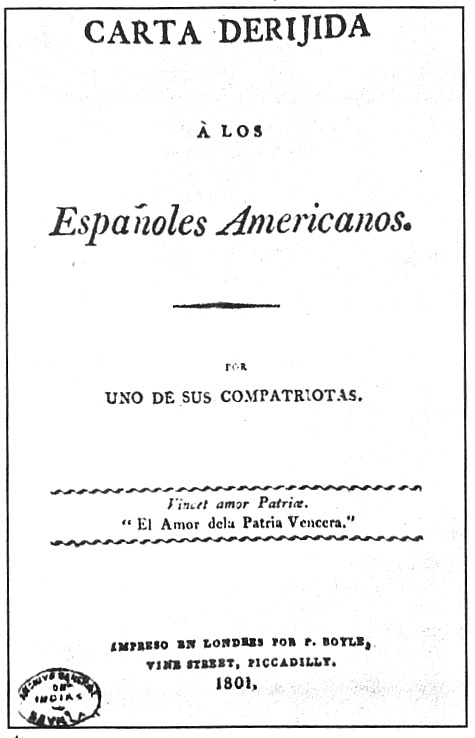 CruzHarlock's tweet photo. @YakoboCuria @duquerubro Before the Napoleonic War (1803). Peruvian jesuite Juan P. Viscardo to the Spanish Americans, they needed to fight for the independece.

Your argument failed. For this to exists, the ideal of Americans existed in the Spanish Empire way before.

Another historical proof. https://t.co/FSVeDJUB04