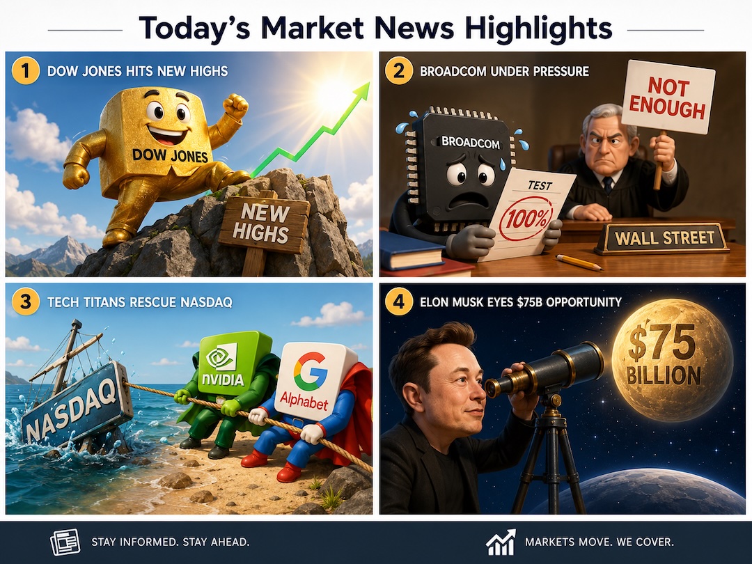 SFA_Xcom's tweet photo. Dow hits new ATH! 🚀 875 points up!

Meanwhile, $AVGO gets a reality check, dragging chips down. 📉

Nvidia and Google saved the day for Nasdaq.

SpaceX eyes a massive $75B IPO. 🌌

Market vibes: Rotation is the name of the game. 🔄

#Trading #Stocks #Nvidia https://t.co/snewfGFpKG