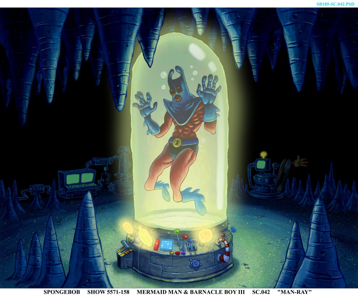 ArtofSpongebob's tweet photo. A painting from "Mermaid Man and Barnacle Boy III." https://t.co/LzMLutt6RJ