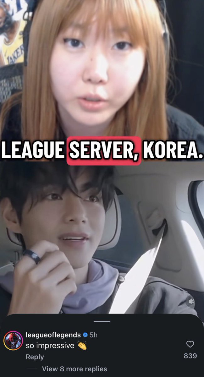 VonTidal's tweet photo. League of Legends official account replied to a non-fan, gaming streamer, analyzing Taehyung’s game level on instagram

Leagueoflegend:  “so impressive 👏🏻”

🔗 https://t.co/DLbLd4ahMa

Taehyung reaching Diamond II on KR (44-28) amid busy life? Respect the grind🫡 League is about passion and improvement, no matter the path. Keep shining on the Rift!✨