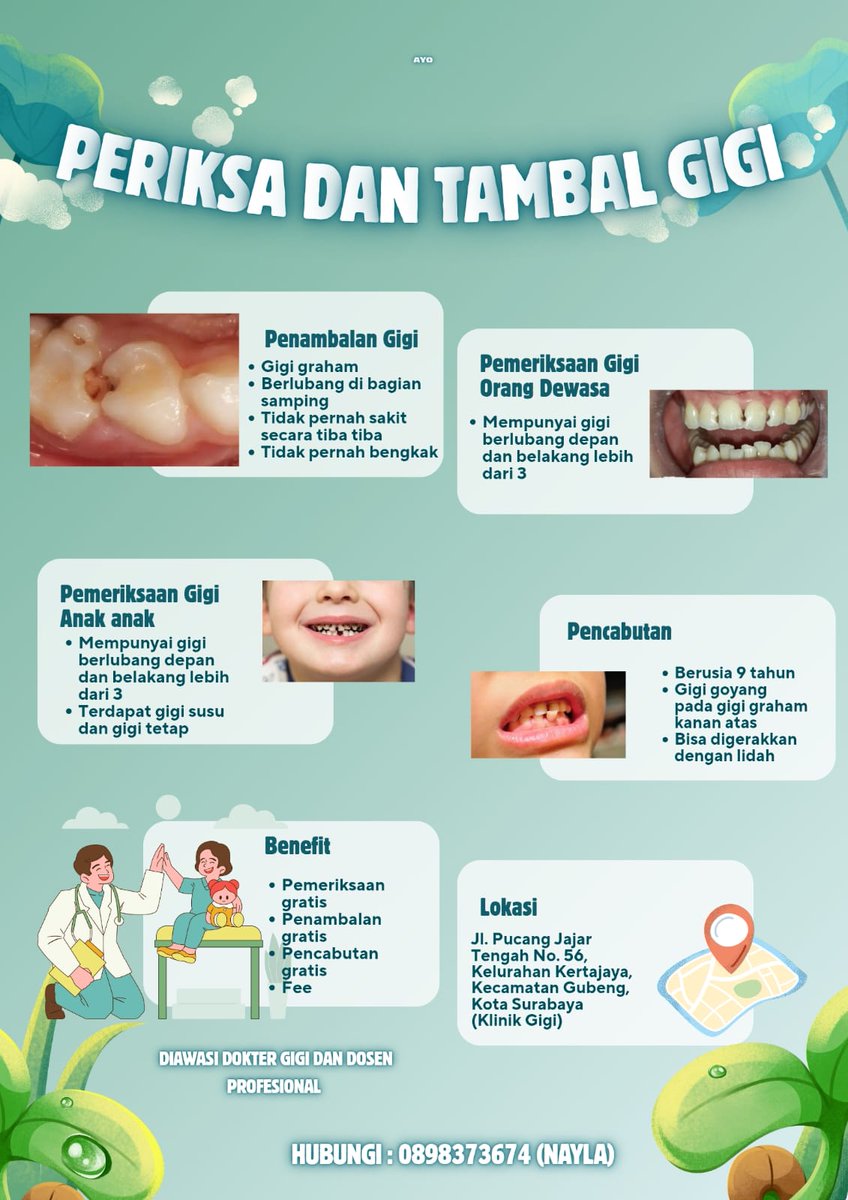 gureumsaaa's tweet photo. X PLEASE DO YOUR MAGIC!
Lagi ngerasain gigi sakit atau ada keluhan, tapi lagi belum ada budget buat periksa? Kebetulan banget, aku lagi nyari pasien yang mau periksa gigi secara GRATIS! 😍
Kenapa harus ikut?
- Pemeriksaan, penambalan, dan pencabutan semuanya GRATIS!
- Dapat Fee https://t.co/ZO03WgAJap