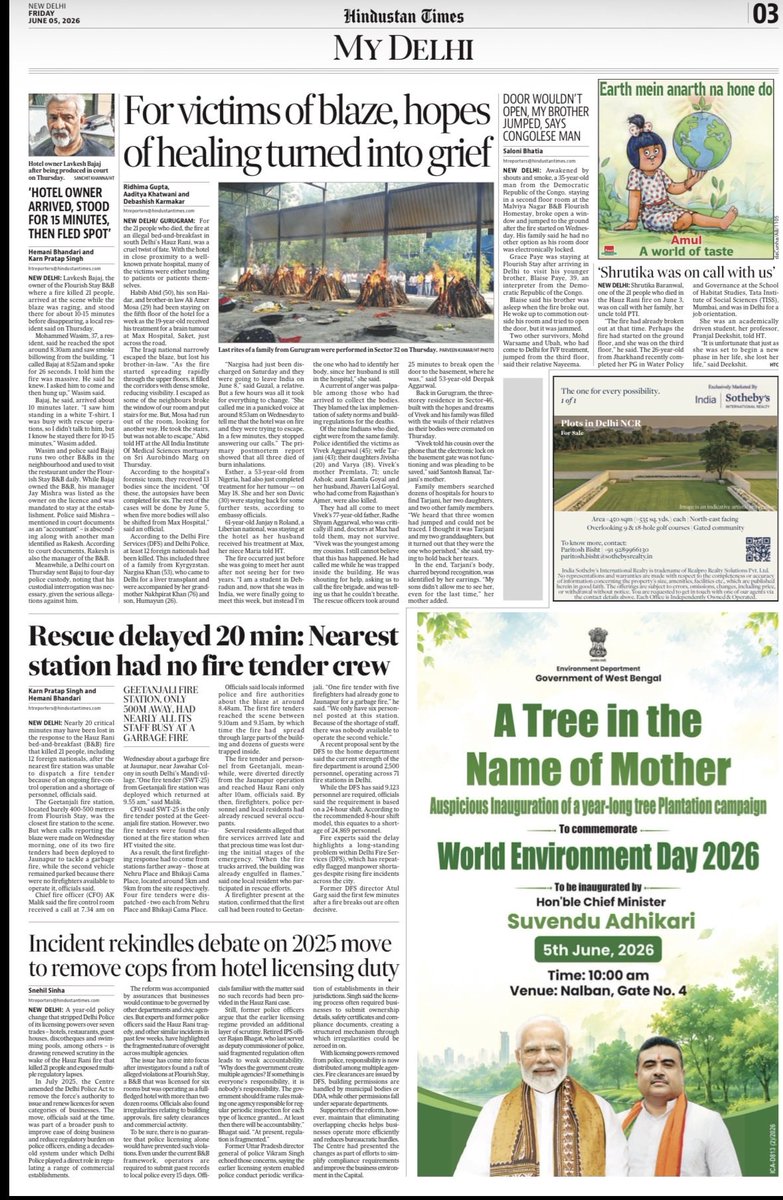 somyalakhani's tweet photo. @appriseParas @snehilsinha27 @HemaniBhandari @KarnHT Most stayed in B&amp;B due to proximity to Max hospital — how healing turned to grief 

Fire station 400 metres, staff was out with 1 fire tender in Jaunpur. For 2nd fire tender no staff available. 

@ridhimagupta27 @aaditya_writes @snehilsinha27 @KarnHT @HemaniBhandari @DebashishHT https://t.co/zacZIIJtSe