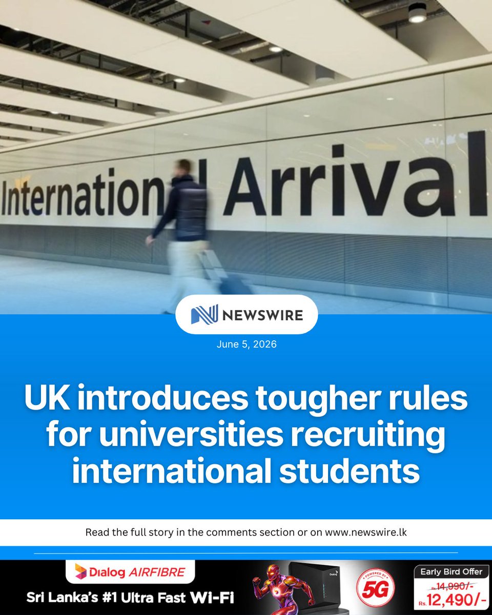 NewsWireLK's tweet photo. The UK Government has announced tougher measures against universities that fail to prevent abuse of the student visa system, warning that institutions could lose the right to recruit international students.

D: https://t.co/pqUM3tH5BI https://t.co/U5NF7Tv0sv