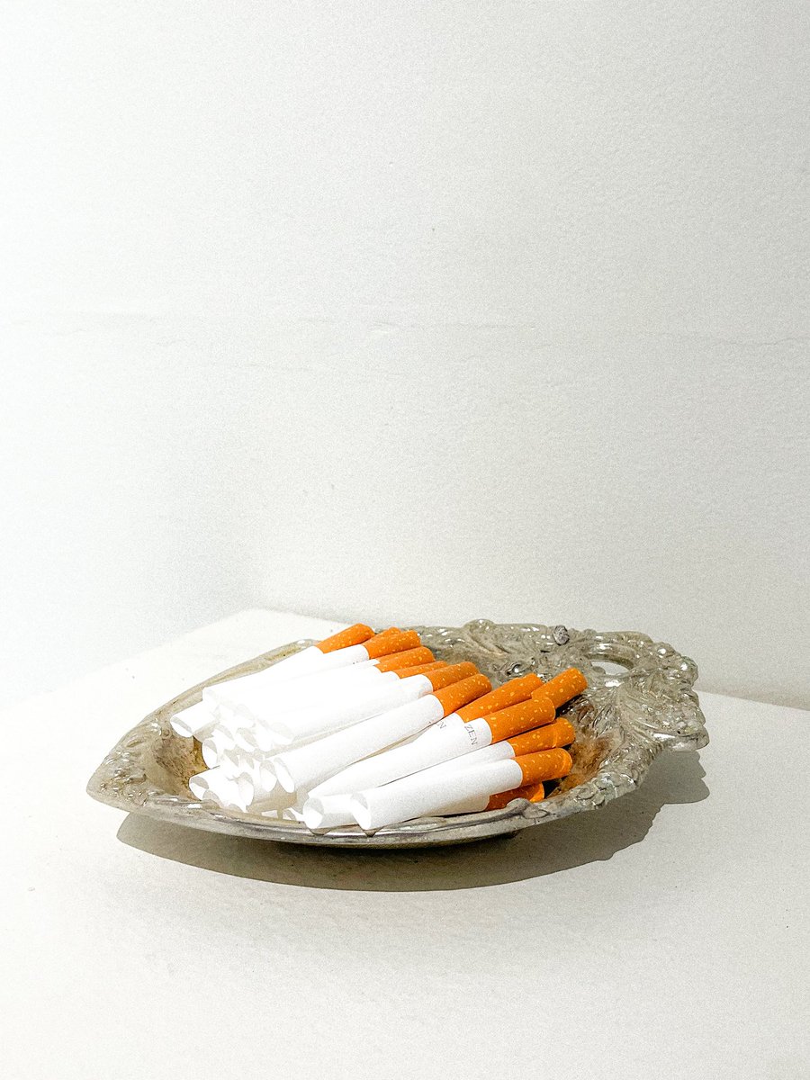 matamiiste's tweet photo. I created a wall mounted combination perfume bottle and ashtray based on Duchamp’s Fountain with hollow cigarettes in lieu of test strips for an art exhibition i was in ! 🚬🚽

ft. a fragrance with notes of coffee, tobacco, incense, and tonka inspired by Nasomatto’s Black Afagano https://t.co/5qqaCl53NV