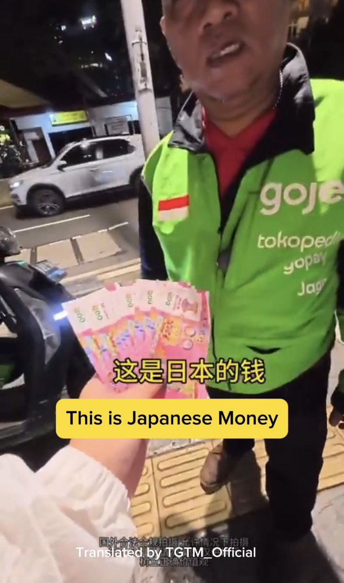 TGTM_Official's tweet photo. This is How China’s “Influencers” Respect the World 

A Chinese blogger called “Liang Man” just went viral for the most shameless stunt of the year:

Chinese “influencer” Liang Man uses Chinese “He’ll note” (ancestral offerings) as fake Japanese yen to trick innocent Indonesians into trying to pay at a convenience store. Then he hides, films their humiliation, laughs, and uploads it for clout back home.

This isn’t “funny prank” content. It’s straight-up disrespect — humiliating Indonesians while dragging Japan’s currency through the mud with fake notes associated with death rituals.

One low-effort video = insulting Indonesia’s dignity + smearing Japan’s image + exposing ugly “humor” from some corners of Chinese social media.

What does this say about the kind of “content” that’s getting rewarded in China right now?

Is this creative edginess or just shameless national embarrassment that harms China’s image abroad?

A. Harmless fun
B. Disgusting and damaging

Drop your take 👇 Especially Indonesians and Japanese netizens — how does this land?

Ultimately, other Chinese will cry foul when people gave them more restrictions when they travel abroad. 

#China #Indonesia #Japan #Respect #ViralPrank