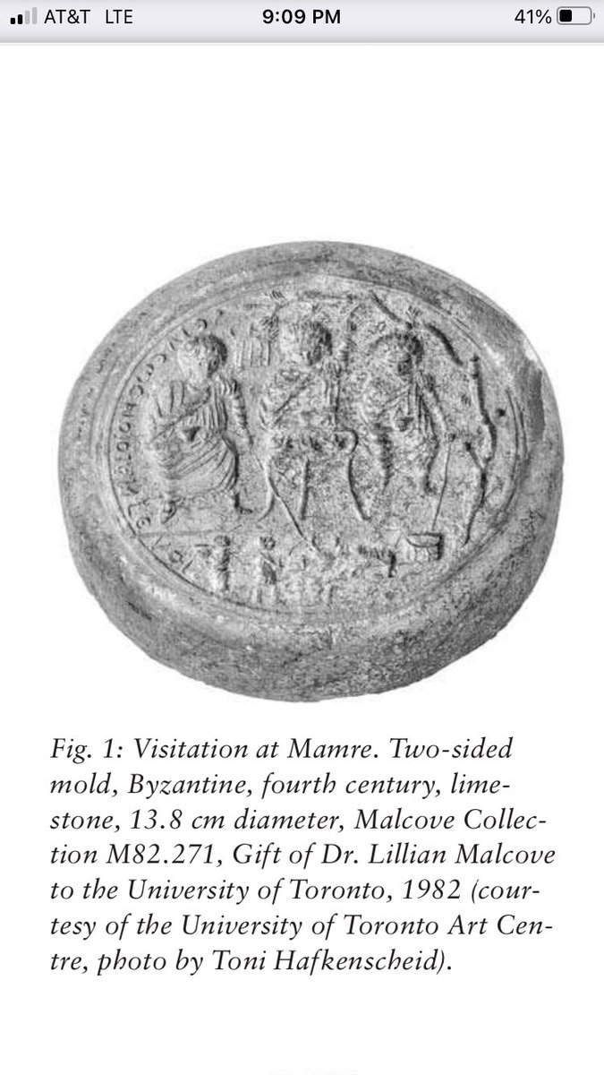 Michael__Garten's tweet photo. Eusebius’ attestation to a very early (likely before 300AD) Hospitality of Abraham / Holy Trinity Icon at Mamre, and an early 300s mold which appears to be a copy of that image https://t.co/oBqkJYtyWk