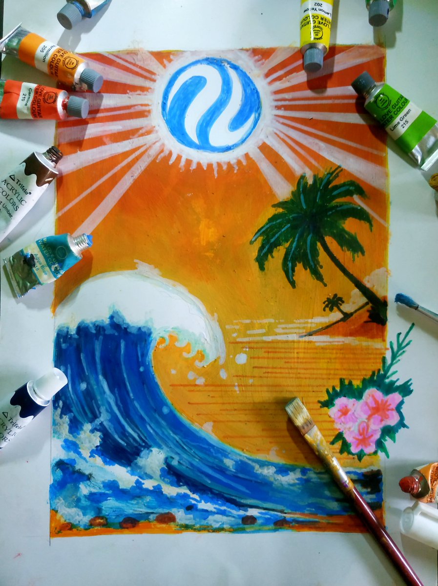 dynyart's tweet photo. My original entry.
Hand drawn with watercolor on paper.
Hope you like my artwork.
Summer vibes! 🌞🌴🌊
@InjectiveIn 
@in https://t.co/fzAvOac96t