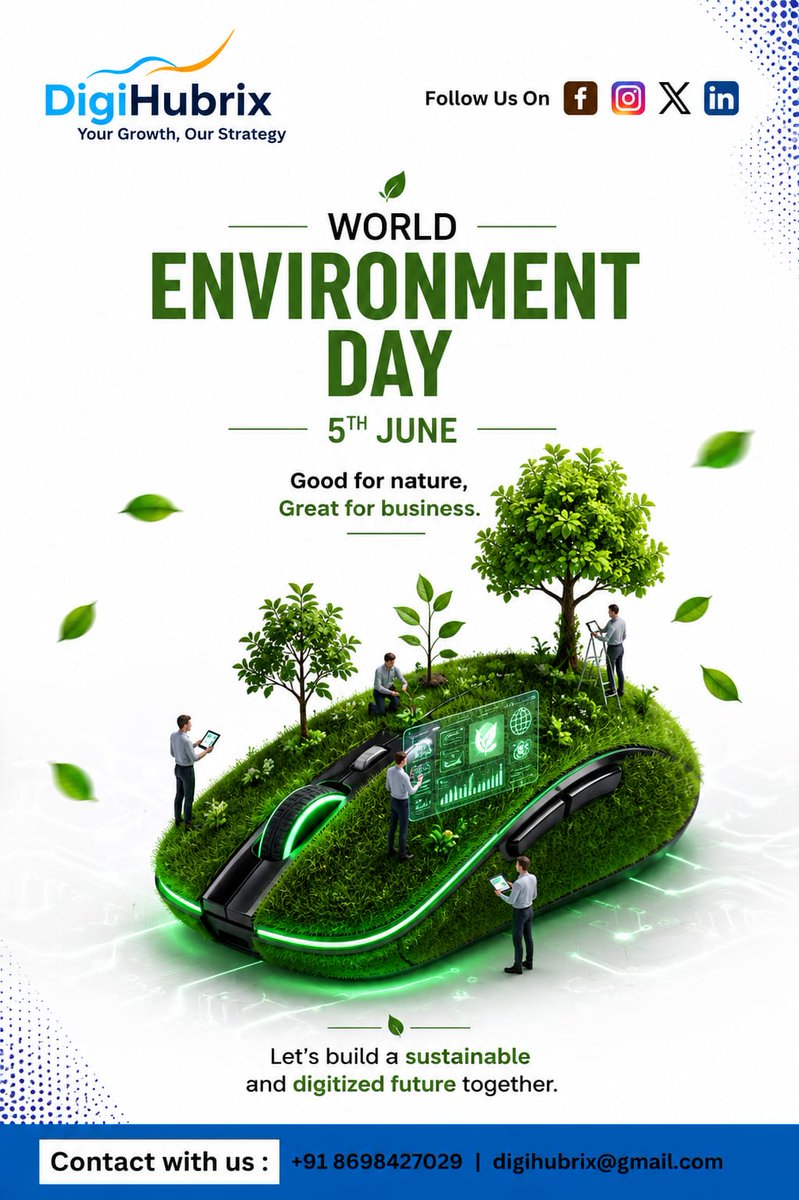 digihubrix's tweet photo. World Environment Day...🌍...🌱

Small steps today can create a greener tomorrow.

Let’s come together to protect, preserve, and respect our environment. 

Save Environment, Save Future
#WorldEnvironmentDay #SaveEnvironment #GoGreen #SustainableFuture https://t.co/CjdC67PYJH