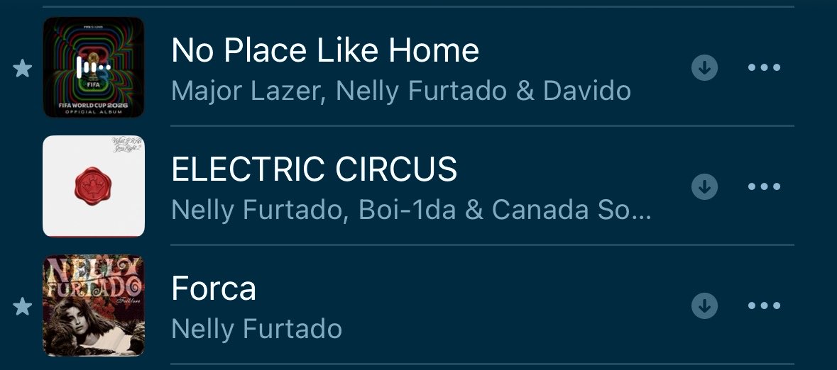 nelstar_96's tweet photo. Not everyone has 3 soccer anthems!!! @NellyFurtado #FIFASound #FIFAWorldCup2026 https://t.co/jwGl5lUOJG