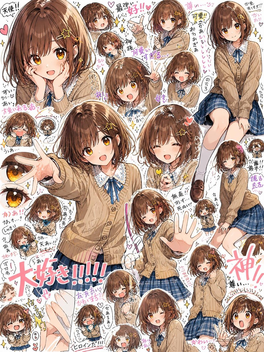 Dense Anime Schoolgirl Fan Collage