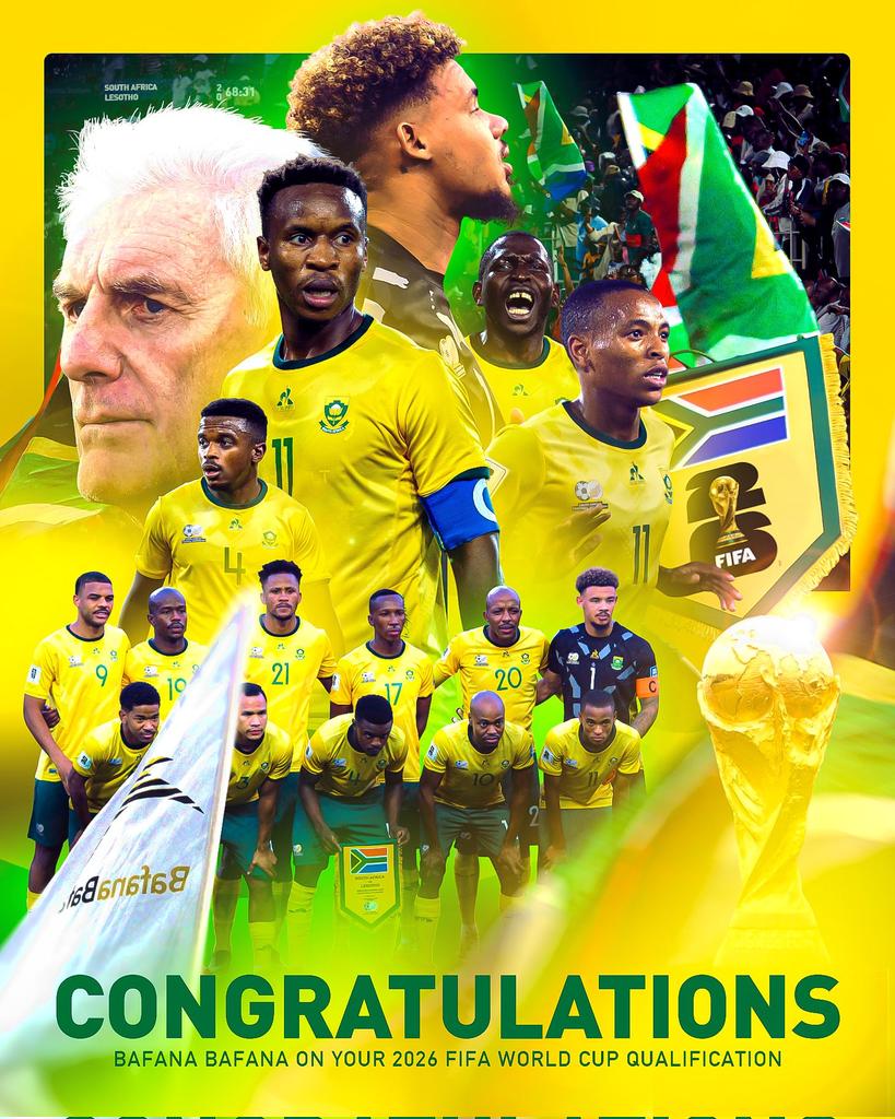 AfricaFirsts's tweet photo. South Africa 🇿🇦 is the only Southern African nation to qualify for the 2026 FIFA World Cup.

No DNA, just RSA! https://t.co/FrMiGHNsro
