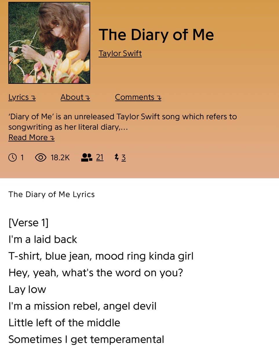 HollyArmstr0ng's tweet photo. Also hi can we talk about the mood ring lyric? DIARY OF ME vault track I see you https://t.co/81tEDiXT1Z