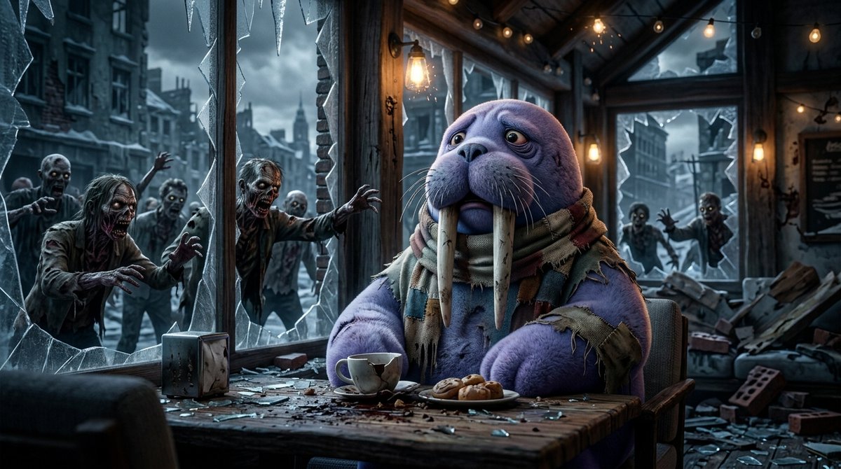 julie_dogeOS's tweet photo. @WalrusProtocol @at_bellyseal I wanted to show the extreme contrast between a peaceful Walrus and a frightened Walrus trapped in a chaotic zombie apocalypse.

Make it: https://t.co/GIRFBYQdDO 
Break it: https://t.co/nlUe6xGeMY

@WalrusProtocol @at_bellyseal https://t.co/RkdgUJNwjr