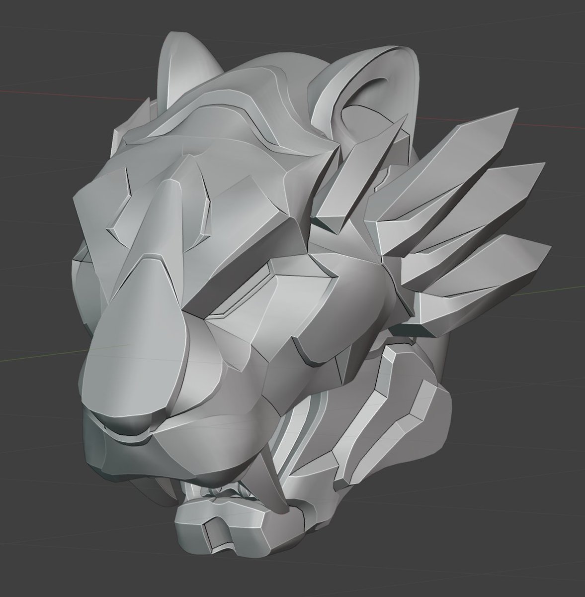 Reysyu02's tweet photo. 原稿と並行してファング姉貴の3Dモデリングも進めています。やっと大まかにヘッドが出来たので、ややこしかった頬回りの立体が把握出来て大助かり。たのしい。 https://t.co/FqLA6t5nY3