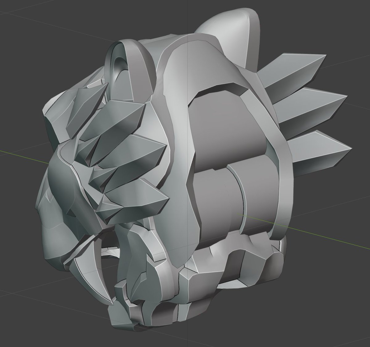 Reysyu02's tweet photo. 原稿と並行してファング姉貴の3Dモデリングも進めています。やっと大まかにヘッドが出来たので、ややこしかった頬回りの立体が把握出来て大助かり。たのしい。 https://t.co/FqLA6t5nY3