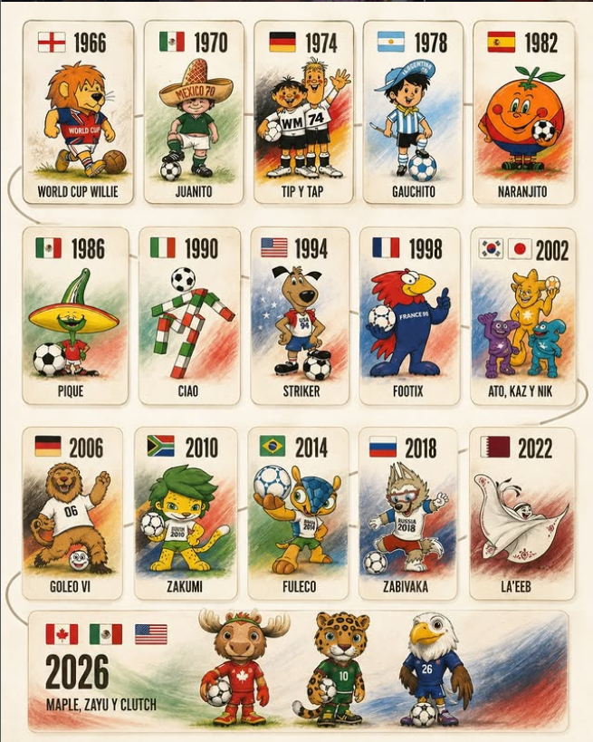 RafaSEF1's tweet photo. #BuenosDíasATodos 😊😊
#Mas #ℂ𝕌ℝ𝕀𝕆𝕊𝕀𝔻𝔸𝔻𝔼𝕊
#mundialdefútbol #MascotasDeLosMundiales #Futbol ⚽️⚽️ https://t.co/cC1Ei3XtQM