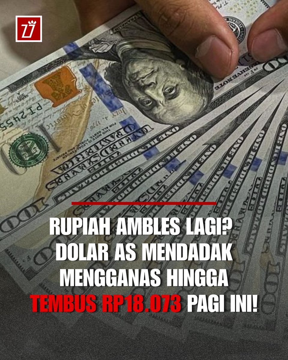 populipos's tweet photo. RUPIAH AMBLES LAGI? Dolar AS mengganas hingga tembus Rp18.073 pagi ini akibat tingginya suku bunga The Fed! Pelemahan parah mata uang Garuda ini mengancam lonjakan harga barang impor di sektor riil. Publik kini tagih intervensi nyata dari Bank Indonesia! https://t.co/nZ7WFjwg0b