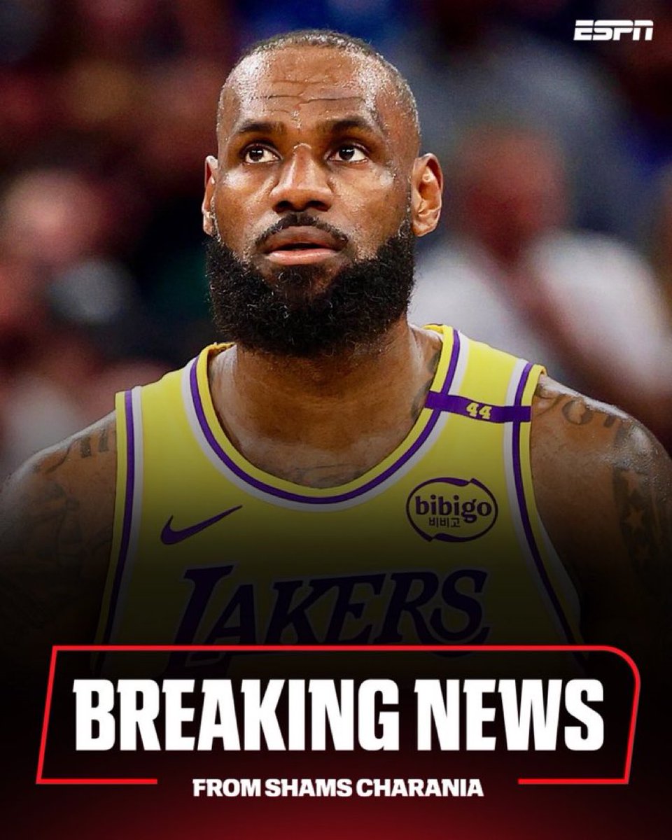 ShamsChaninia's tweet photo. BREAKING: The NBA’s All-Time Scoring Leader, 4x MVP, 4x Champion, 4x Finals MVP and 22x All-Star LeBron James plans to retire after his record-setting 23rd NBA season, sources tell ESPN.

The greatest player of the 21st century hangs it up after an absolutely legendary career. https://t.co/1wbsjcjWrd