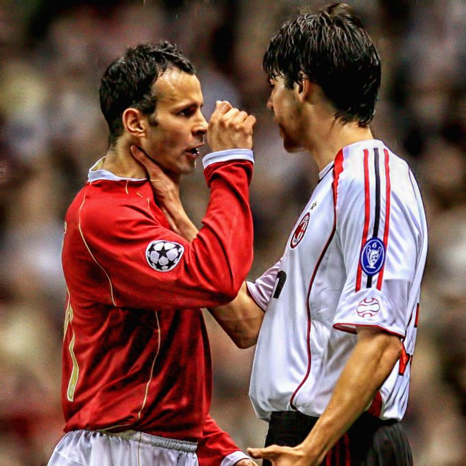 LimbzHQ's tweet photo. 🗣️ Ryan Giggs on Kaka: “One day, I fouled Kaka and he put his hand on my throat and we had a fight. After the game, I found him waiting for me with Gattuso. He told me that Kaka wanted to apologize but he couldn't speak English, I told him that there was no problem and no hard feelings. 

After Gattuso translated what I said to Kaka, he came to me and hugged me, and apologized again. We exchanged our shirts, I will never forget that day.”