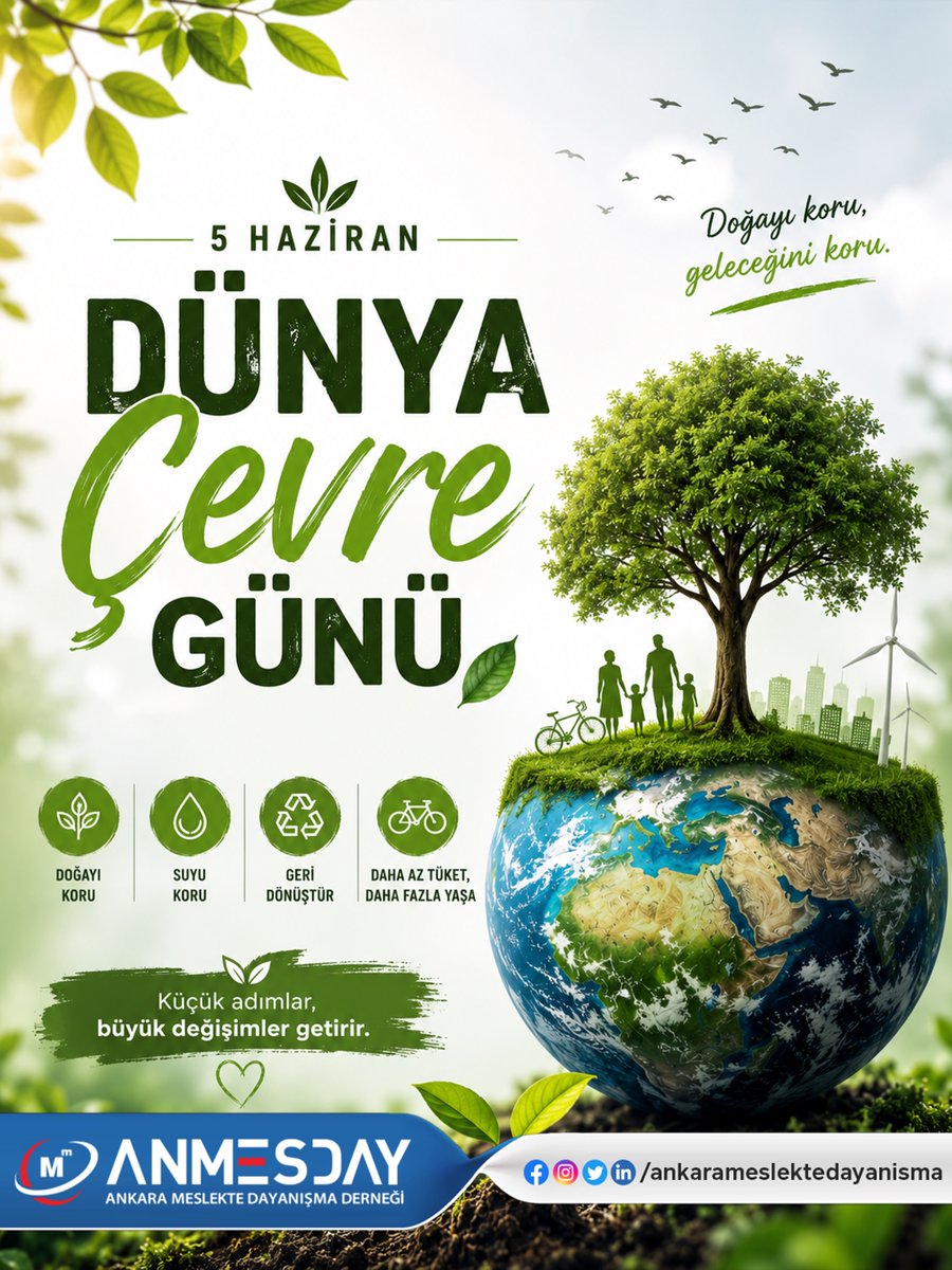 ANMESDAY's tweet photo. 🌍💚 5 HAZİRAN DÜNYA ÇEVRE GÜNÜ 💚🌍

♻️ DOĞAYI KORU, GELECEĞİNİ KORU.

🌱 Yaşadığımız dünya bize miras değil, gelecek nesillere bırakacağımız en değerli emanettir.

🌱🌎 5 Haziran Dünya Çevre Günü Kutlu Olsun! 🌎🌱
#DünyaÇevreGünü #5Haziran #ÇevreGünü #DoğayıKoru 🌿♻️🌍💚🌱🌎 https://t.co/R5cV9lvAvS