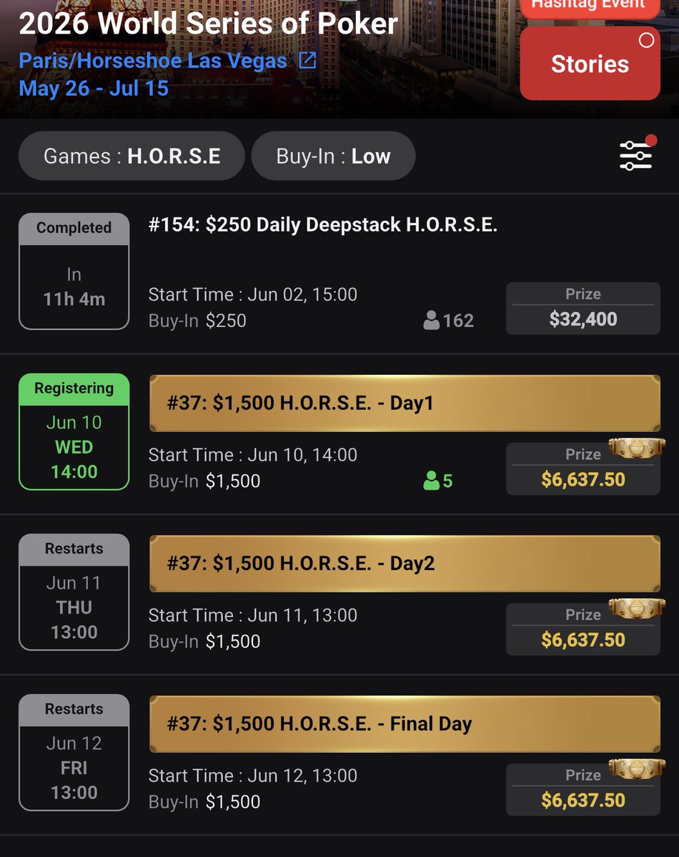 TimLinkPoker's tweet photo. @Kevmath Appears to be Tuesday. PLO is Wednesday. https://t.co/0WXPZeBxPi